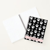 Paw Pattern, Dog Paws, Black and White, Jouw naam Notitieboek (Binnen)