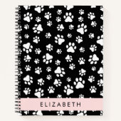 Paw Pattern, Dog Paws, Black and White, Jouw naam Notitieboek (Voorkant)
