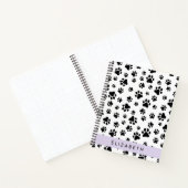 Paw Pattern, Dog Paws, Black and White, Jouw naam Notitieboek (Binnen)