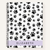 Paw Pattern, Dog Paws, Black and White, Jouw naam Notitieboek (Voorkant)