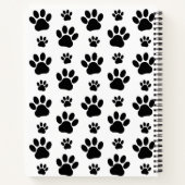 Paw Pattern, Dog Paws, Black and White, Jouw naam Notitieboek (Achterkant)