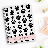 Paw Pattern, Dog Paws, Black and White, Jouw naam Notitieboek