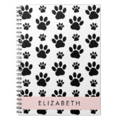 Paw Pattern, Dog Paws, Black and White, Jouw naam Notitieboek (Voorkant)