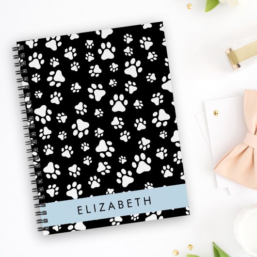 Paw Pattern, Dog Paws, Black and White, Jouw naam Planner