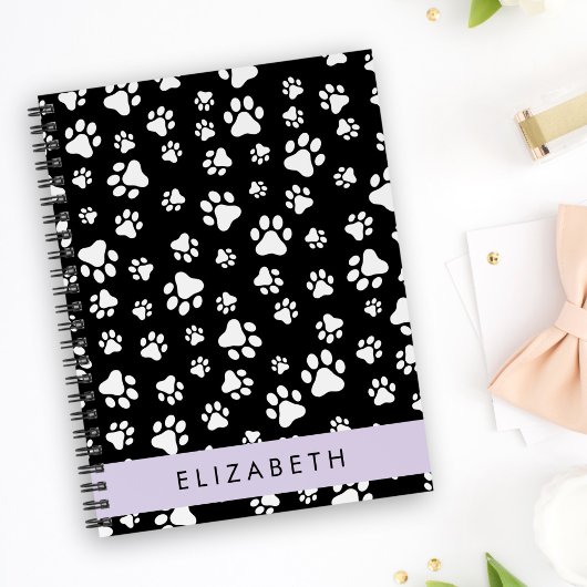 Paw Pattern, Dog Paws, Black and White, Jouw naam Planner