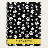 Paw Pattern, Dog Paws, Black and White, Jouw naam Planner (Voorkant)