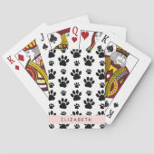 Paw Pattern, Dog Paws, Black and White, Jouw naam Pokerkaarten (Achterkant)