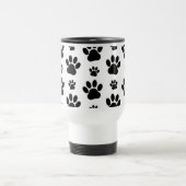 Paw Pattern, Dog Paws, Black and White, Jouw naam Reisbeker (Center)