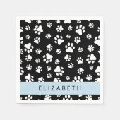 Paw Pattern, Dog Paws, Black and White, Jouw naam Servet (Voorkant)