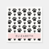Paw Pattern, Dog Paws, Black and White, Jouw naam Servet (Voorkant)