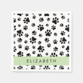 Paw Pattern, Dog Paws, Black and White, Jouw naam Servet (Voorkant)