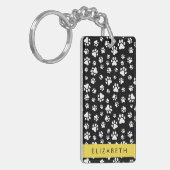 Paw Pattern, Dog Paws, Black and White, Jouw naam Sleutelhanger (Voorkant Links)