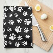 Paw Pattern, Dog Paws, Black and White, Jouw naam Theedoek (Quarter Fold)
