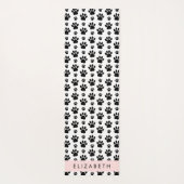Paw Pattern, Dog Paws, Black and White, Jouw naam Yogamat (Achterkant)