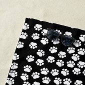 Paw Pattern, Dog Paws, Black and White, Monogram Strandlaken (In situ)