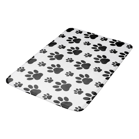 Paw Pattern, Dog Paws, Paw Prints, Black and White Badmat (Gekanteld)