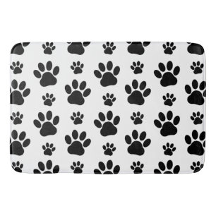 Paw Pattern, Dog Paws, Paw Prints, Black and White Badmat
