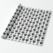 Paw Pattern, Dog Paws, Paw Prints, Black and White Cadeaupapier (Uitgerold)