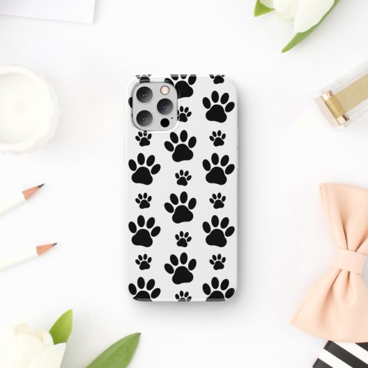 Paw Pattern, Dog Paws, Paw Prints, Black and White Case-Mate iPhone Case