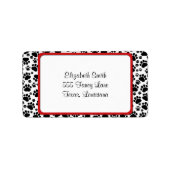 Paw Pattern, Dog Paws, Paw Prints, Black and White Etiket (Voorkant)