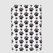 Paw Pattern, Dog Paws, Paw Prints, Black and White Golfhanddoek (Voorkant)