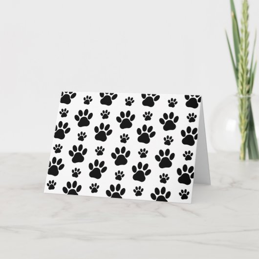 Paw Pattern, Dog Paws, Paw Prints, Black and White Kaart (Voorkant)