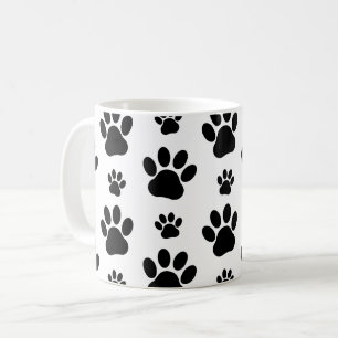 Paw Pattern, Dog Paws, Paw Prints, Black and White Koffiemok