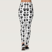 Paw Pattern, Dog Paws, Paw Prints, Black and White Leggings (Achterkant)