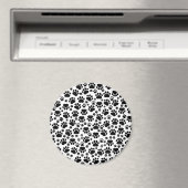 Paw Pattern, Dog Paws, Paw Prints, Black and White Magneet (Insitu (Vaatwasser))