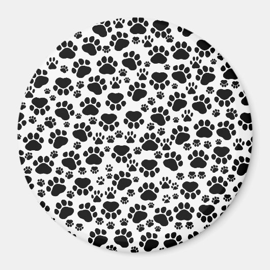 Paw Pattern, Dog Paws, Paw Prints, Black and White Magneet (Voorkant)