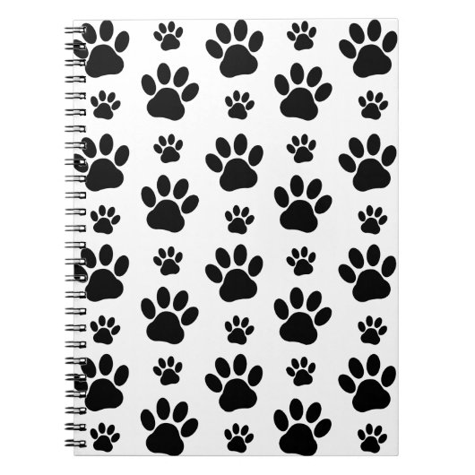 Paw Pattern, Dog Paws, Paw Prints, Black and White Notitieboek (Voorkant)