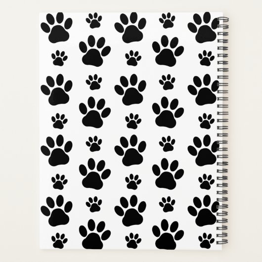 Paw Pattern, Dog Paws, Paw Prints, Black and White Planner (Achterkant)