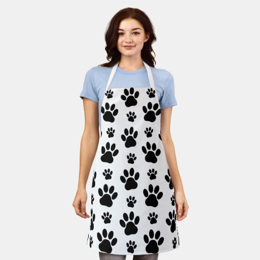 Paw Pattern, Dog Paws, Paw Prints, Black and White Schort (Gedragen)