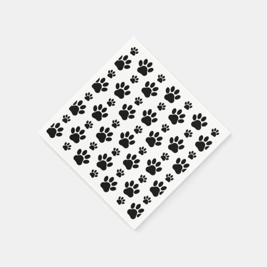 Paw Pattern, Dog Paws, Paw Prints, Black and White Servet (Hoek)