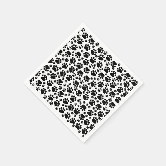 Paw Pattern, Dog Paws, Paw Prints, Black and White Servetten (Hoek)