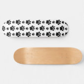 Paw Pattern, Dog Paws, Paw Prints, Black and White Skateboard (Horizontaal)