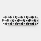 Paw Pattern, Dog Paws, Paw Prints, Black and White Skateboard (Horizontaal)