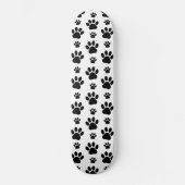 Paw Pattern, Dog Paws, Paw Prints, Black and White Skateboard (Voorkant)