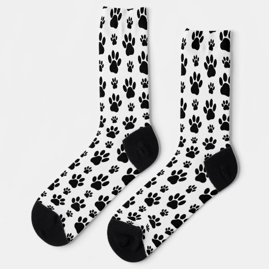 Paw Pattern, Dog Paws, Paw Prints, Black and White Sokken (Links)