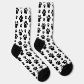 Paw Pattern, Dog Paws, Paw Prints, Black and White Sokken (Rechts)