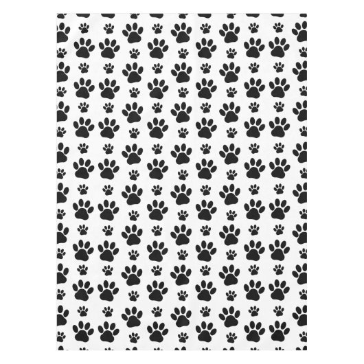 Paw Pattern, Dog Paws, Paw Prints, Black and White Tafelkleed (Voorkant)