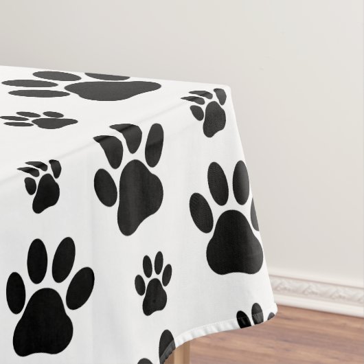 Paw Pattern, Dog Paws, Paw Prints, Black and White Tafelkleed (Voorbeeld)