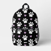 Paw Pattern, Dog Paws, White Paws, Lila Hearts Bedrukte Rugzak (Voorkant)