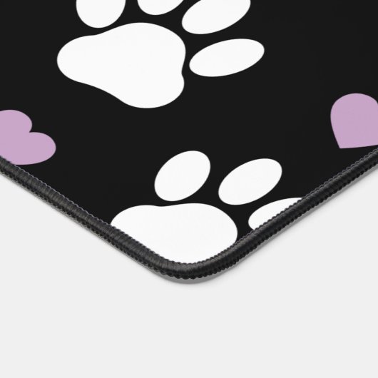 Paw Pattern, Dog Paws, White Paws, Lila Hearts Bureaumat (Hoek)