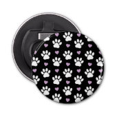 Paw Pattern, Dog Paws, White Paws, Lila Hearts Button Flesopener (Voorkant)