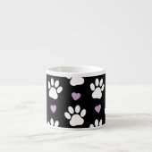 Paw Pattern, Dog Paws, White Paws, Lila Hearts Espresso Kop (Voorkant)