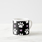 Paw Pattern, Dog Paws, White Paws, Lila Hearts Espresso Kop (Voorkant rechts)