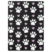 Paw Pattern, Dog Paws, White Paws, Lila Hearts Klembord (Achterkant)