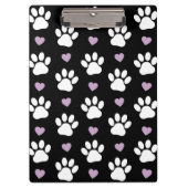 Paw Pattern, Dog Paws, White Paws, Lila Hearts Klembord (Voorkant)