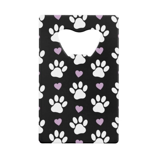 Paw Pattern, Dog Paws, White Paws, Lila Hearts Kredietkaart Flessenopener (Voorkant)